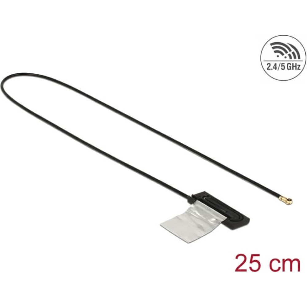 Delock Dual Band WLAN WiFi 6 Antenna I-PEX Inc., MHF® 4L plug 1 dBi 25 cm CCD internal