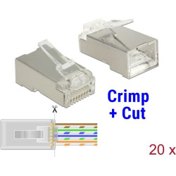 Delock RJ45 Crimp+Cut Plug Cat.6 STP 20 pieces