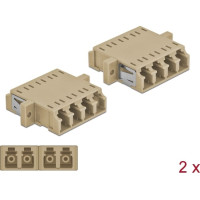 Delock Optical Fiber Coupler LC Quad female to LC Quad female Multi-mode 2 pieces beige