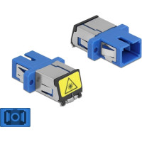 Delock Optical Fiber Coupler with laser protection flip SC Simplex female to SC Simplex female Single-mode blue