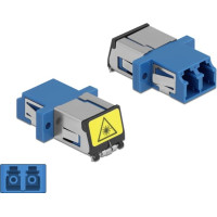 Delock Optical Fiber Coupler with laser protection flip LC Duplex female to LC Duplex female Single-mode blue