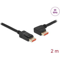 Delock DisplayPort cable male straight to male 90° left angled 8K 60 Hz 2 m