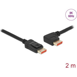 Delock DisplayPort cable male straight to male 90° left angled 8K 60 Hz 2 m