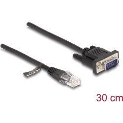 Delock Cable RJ45 plug to Serial RS-232 D-Sub 9 male 30 cm black