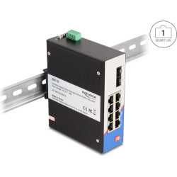 Delock Industrial Gigabit Ethernet Switch 8 Port RJ45 2 Port SFP for DIN rail