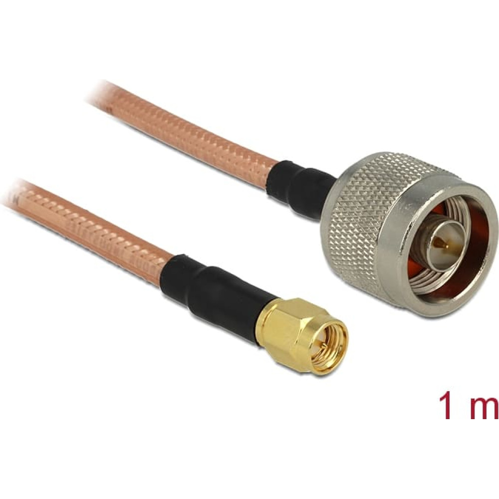 Delock Antenna Cable N Plug > SMA Plug RG-142 1 m low loss