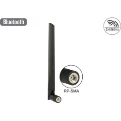 Delock WLAN 802.11 ac/a/h/b/g/n Antenna RP-SMA plug 3 - 5 dBi omnidirectional with tilt joint black