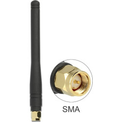 Delock ISM 433 MHz Antenna SMA 2.5 dBi Omnidirectional Flexible Rubber Black