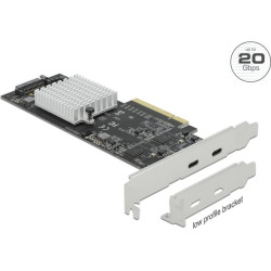 Delock PCI Express x8 Card to 2 x external SuperSpeed USB 20 Gbps (USB 3.2 Gen 2x2) USB Type-C™ female Dual Channel - Low Profile Form Factor