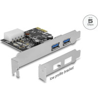 Delock PCI Express x1 Card > 2 x external SuperSpeed USB 5 Gbps (USB 3.2 Gen 1) Type-A female
