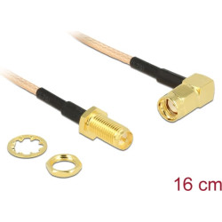 Delock Antenna Cable RP-SMA plug 90° - RP-SMA jack bulkhead RG-316 16 cm