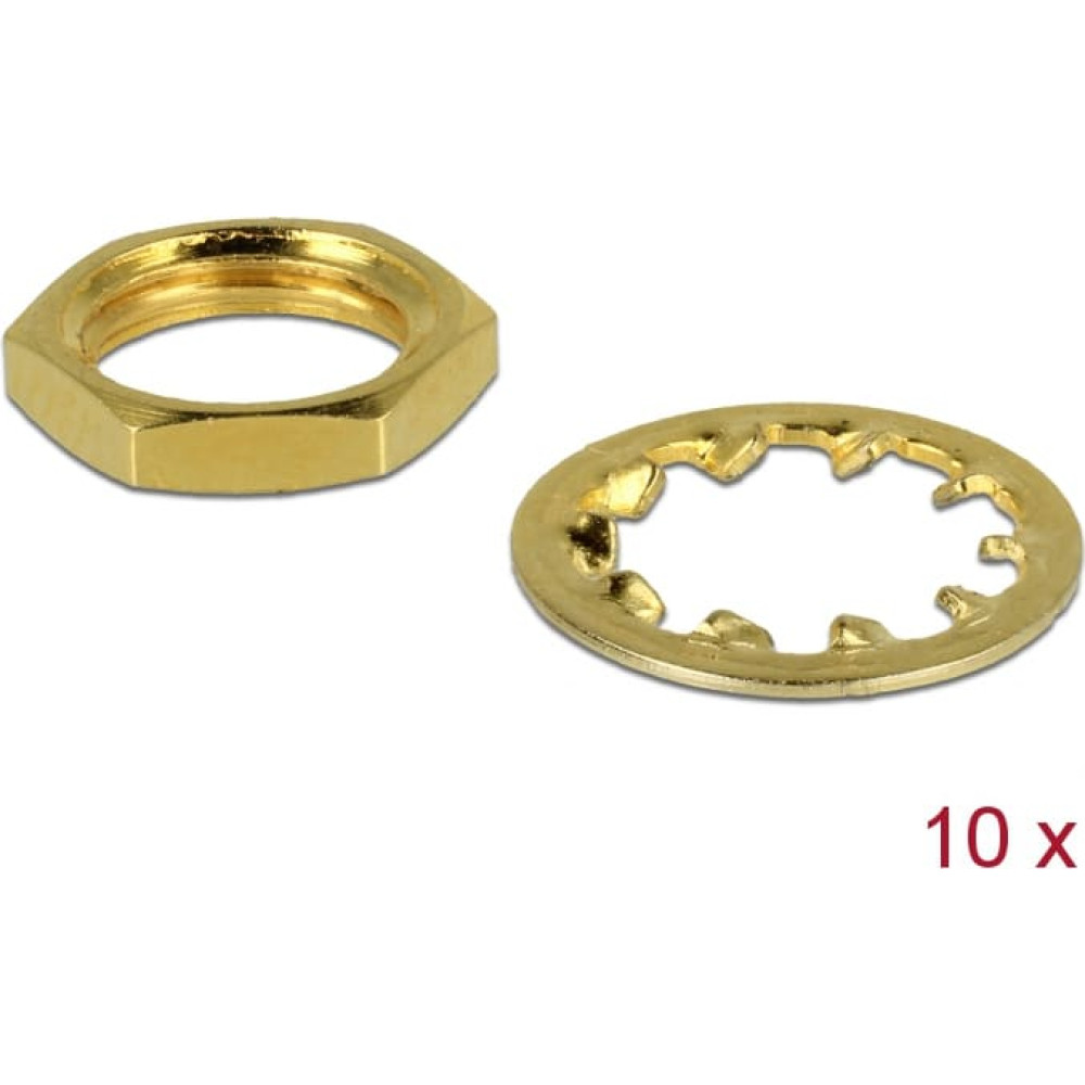 Delock Nut and Locking Ring for SMA and RP-SMA jack bulkhead 10 pieces