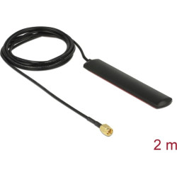 Delock GSM UMTS LTE WLAN 2.4 GHz Antenna SMA plug 2 dBi omnidirectional fixed black self-adhesive