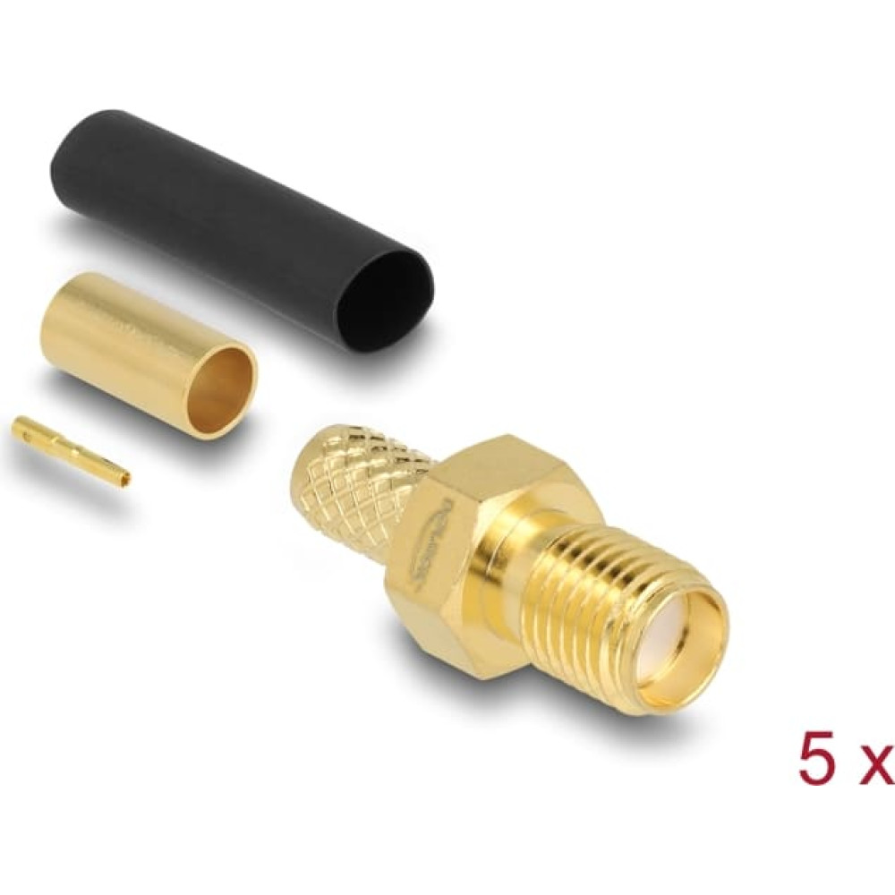 Delock SMA jack for crimping LMR200 with matching shrink tube