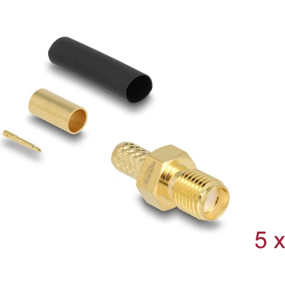 Delock RP-SMA jack for crimping LMR200 with matching shrink tube