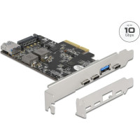 Delock PCI Express x4 Card to 3 x USB Type-C™ + 2 x USB Type-A - SuperSpeed USB 10 Gbps - Low Profile Form Factor