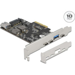 Delock PCI Express x4 Card to 3 x USB Type-C™ + 2 x USB Type-A - SuperSpeed USB 10 Gbps - Low Profile Form Factor