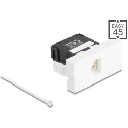 Delock Easy 45 Module RJ45 jack to LSA Cat.6A 180° toolfree black / white