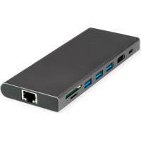 Value Dockingstation Type C, HDMI 4K60, 1x USB3.2Gen1 C + 3x A USB3.2 Gen1, 1x Type C PD, 1x SD/TF, 1x RJ45, 1x 3.5mm Audio