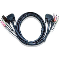 Aten 2L-7D02UD KVM Kabel DVI-D (Dual Link), USB, Audio, schwarz, 1,8 m
