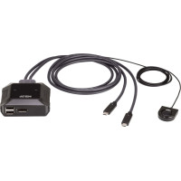 Aten US3312 2-Port 4K DisplayPort USB-C Cable KVM Switch with Remote Port Selector