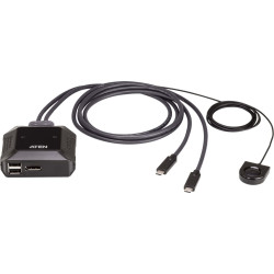 Aten US3312 2-Port 4K DisplayPort USB-C Cable KVM Switch with Remote Port Selector