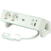Bachmann DESK2 ALU WHITE 2x earthing contact, USB Charger 22W A&C, 0.2m GST18