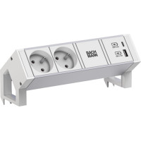 Bachmann DESK2 ALU WHITE 2xUTE 1xUSB A/C 22W 0,2m GST18