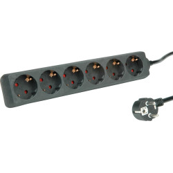 ROLINE Power Strip, 6-way, black, 3 m