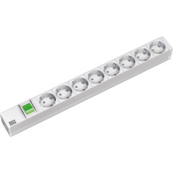 Bachmann 19" socket strip 8-way, with switch, aluminium