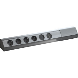Bachmann CASIA 4x earthing contact, switch, USB charger, Stainless steel