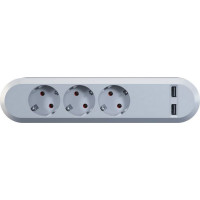 Bachmann SMART 3x earthing contact 2x USB Charger, 5VDC 3.1 A, white