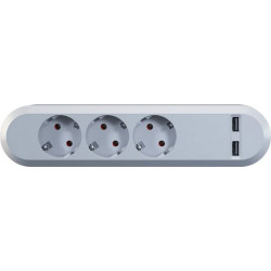 Bachmann SMART 3x earthing contact 2x USB Charger, 5VDC 3.1 A, white