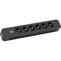 Bachmann PRIMO2 socket strip 6x earthing contact, aluminium, black, 2 m