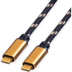 Roline GOLD Cable USB4 Gen3x2, with Emark, C–C, M/M, 100W, black / gold, 2 m