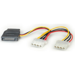 Roline Internal Y-Power Cable, SATA to 3x 4-pin HDD, 0.2 m