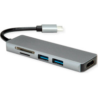 Roline USB Type C Docking Station, HDMI 4K30, 2x A USB 3.2 Gen 1, SD/MicroSD Card Reader