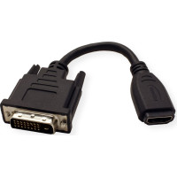 Value DVI M - HDMI F adapteris, 15cm, melns