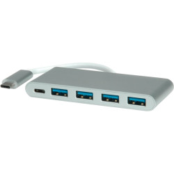 Roline USB 3.2 Gen 1 Hub, 4 Ports, Type C connection cable, with Power Supply (PD)