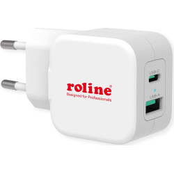 Sienas lādētājs USB TypeA+TypeC, 20W, Roline