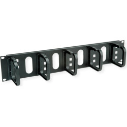 Conteg 19"-Kabelführung 2 HE mit 5 Kabelösen 80 x 80 mm