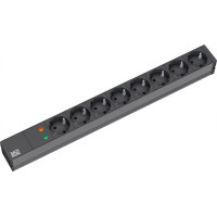 Bachmann 19" socket strip 8-way with ÜS without switch, black