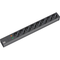 Bachmann 19" socket strip 8-way with ÜS without switch, black