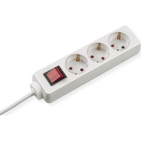 Bachmann SELLY socket strip 3x earthing contact, switch, white, 1.5 m