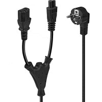Lindy Schuko to 1x IEC C13 and 1x IEC C5 Y-Cable, 2m