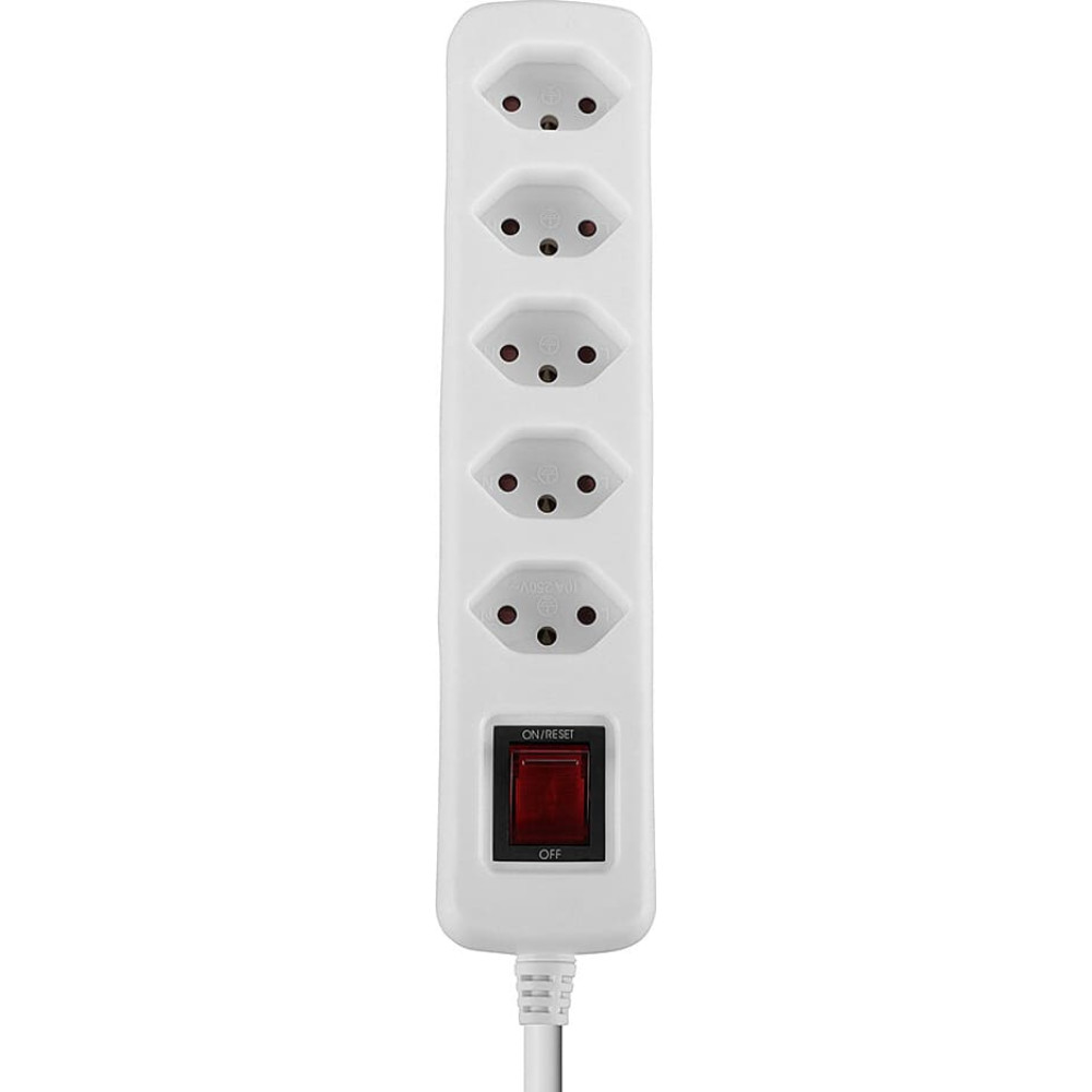 Lindy 5-Way Swiss 3-Pin Mains Power Extension with Switch, White