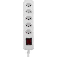 Lindy 5-Way Swiss 3-Pin Mains Power Extension with Switch, White