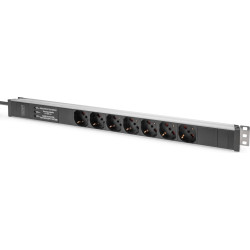 Digitus Socket strip with aluminum profile and surge protection, integrated line filter, 7-way Italian socket, 2 m cable Italian plug