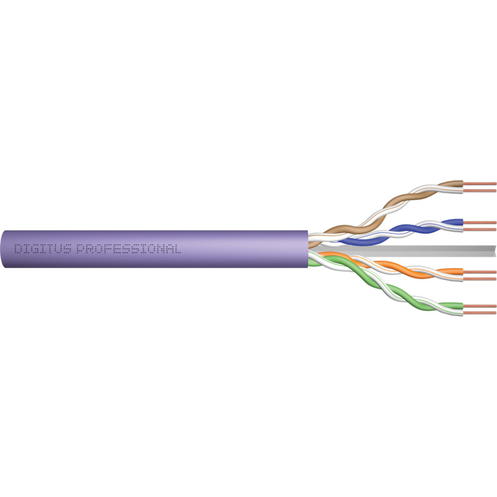 Digitus CAT 6 U-UTP installation cable, 250 MHz, B2ca (EN 50575), AWG 23/1, 500 m drum, sx, purple