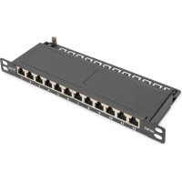 Digitus Cat.6A Slim Patch Panel, shielded, 12-port, 0.5 U, 10\", black